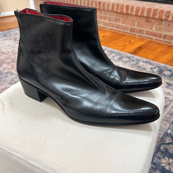 Jeffery West Men's Zip Chelsea Leather Boots, Black, Men’s 7.5/8 - Picture 3 of 6